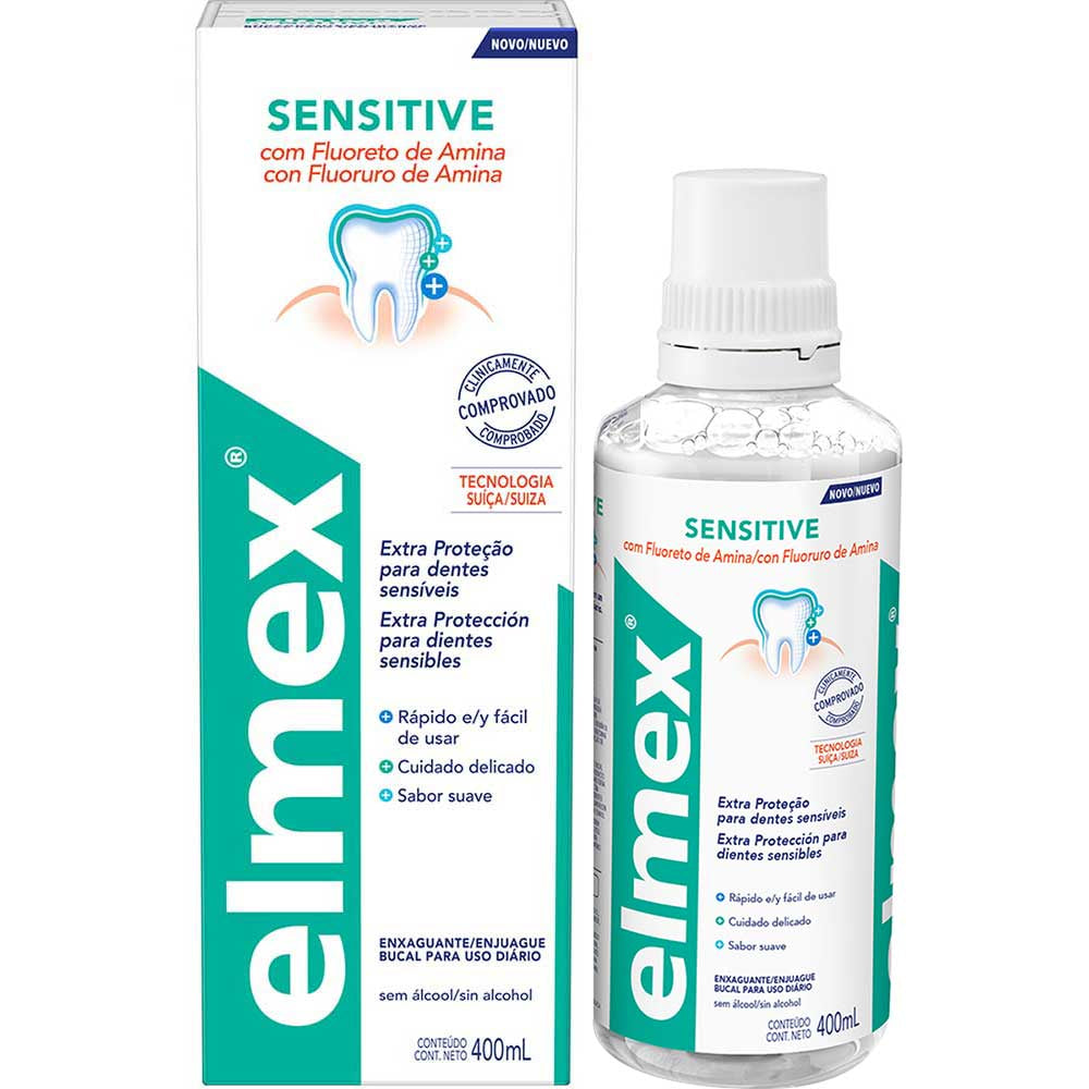 Elmex Sensitive Mouthwash 400Ml - 13.52Fl Oz - Alcohol-Free, Fluoride-Enriched, and Clinically Proven