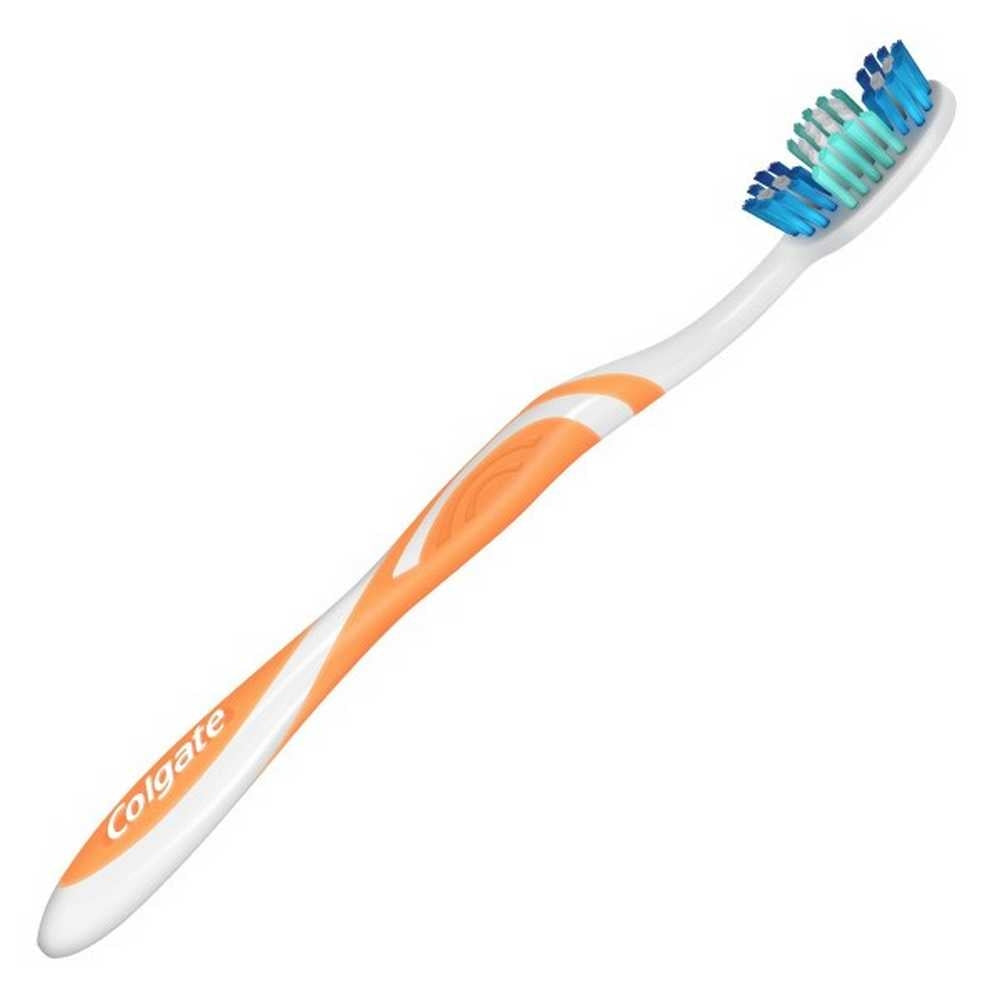 2 Units of Colgate Triple Action Medium Toothbrush with Ergonomic Handle, Soft Bristles, and Tongue Cleaner