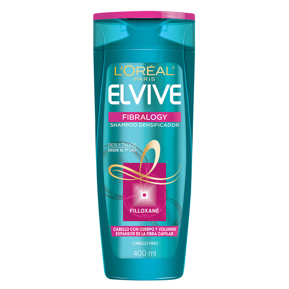 Elvive Loreal Paris Fibralogy Shampoo for Fine Hair - 400ml/13.52fl oz - Denser Hair with First Wash