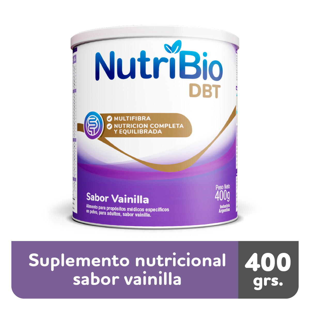 Nutribio DBT Vanilla Flavor Can (400Gr/13.52Oz): Low GI, High Fiber, No Added Sugar, Essential Vitamins & Minerals